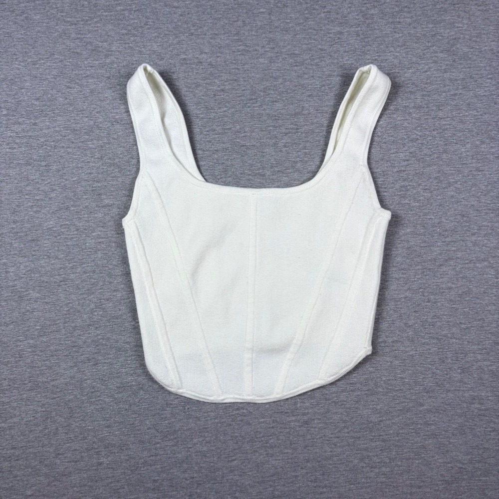 Wilfred Aritzia Sculpt Knit Bustier Waist Tank Top XS White Ribbed